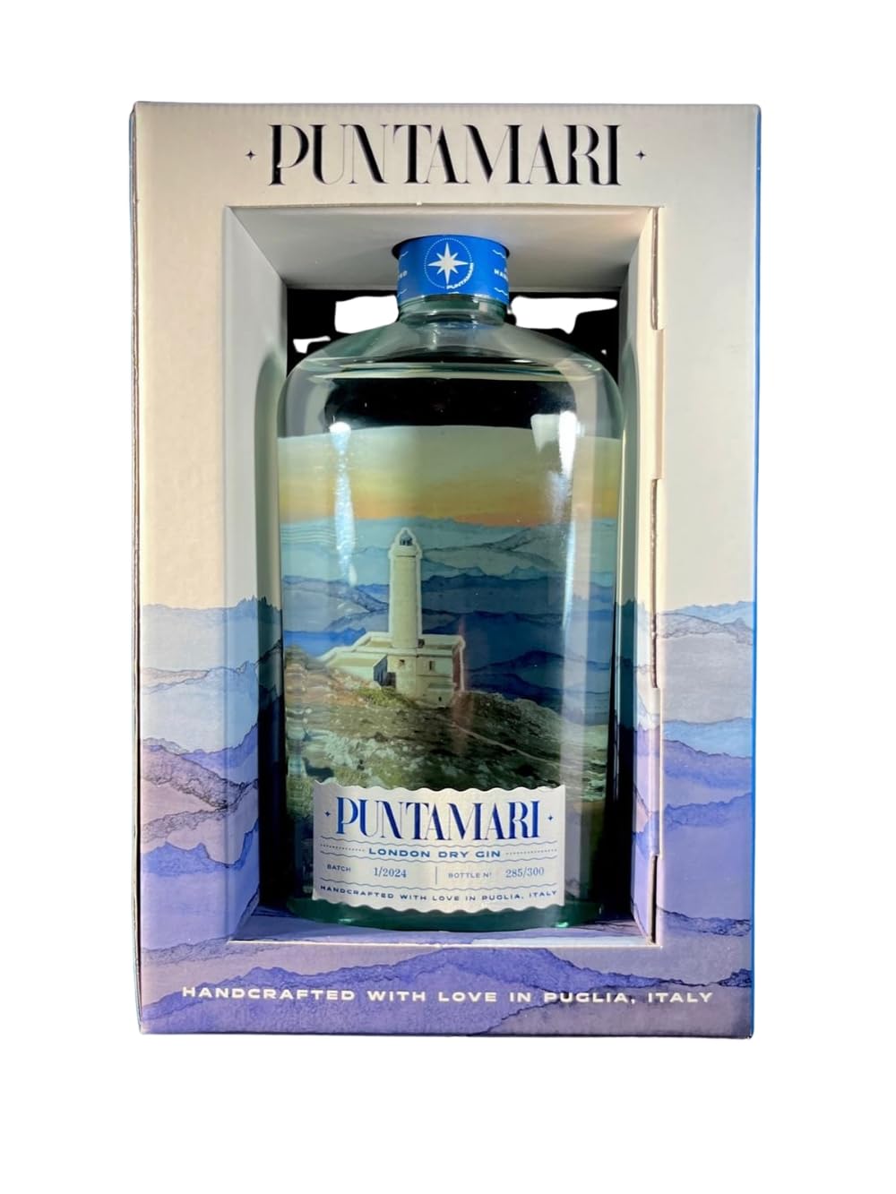 Gin Puntamari – Gin Premium London Dry Gin Italiano Artigianale, 43% Vol., Bottiglia in Vetro da 70 cl Astuccio Lux. Premiato Tra I Migliori Gin Italiani Al Mondo 2025!!!
