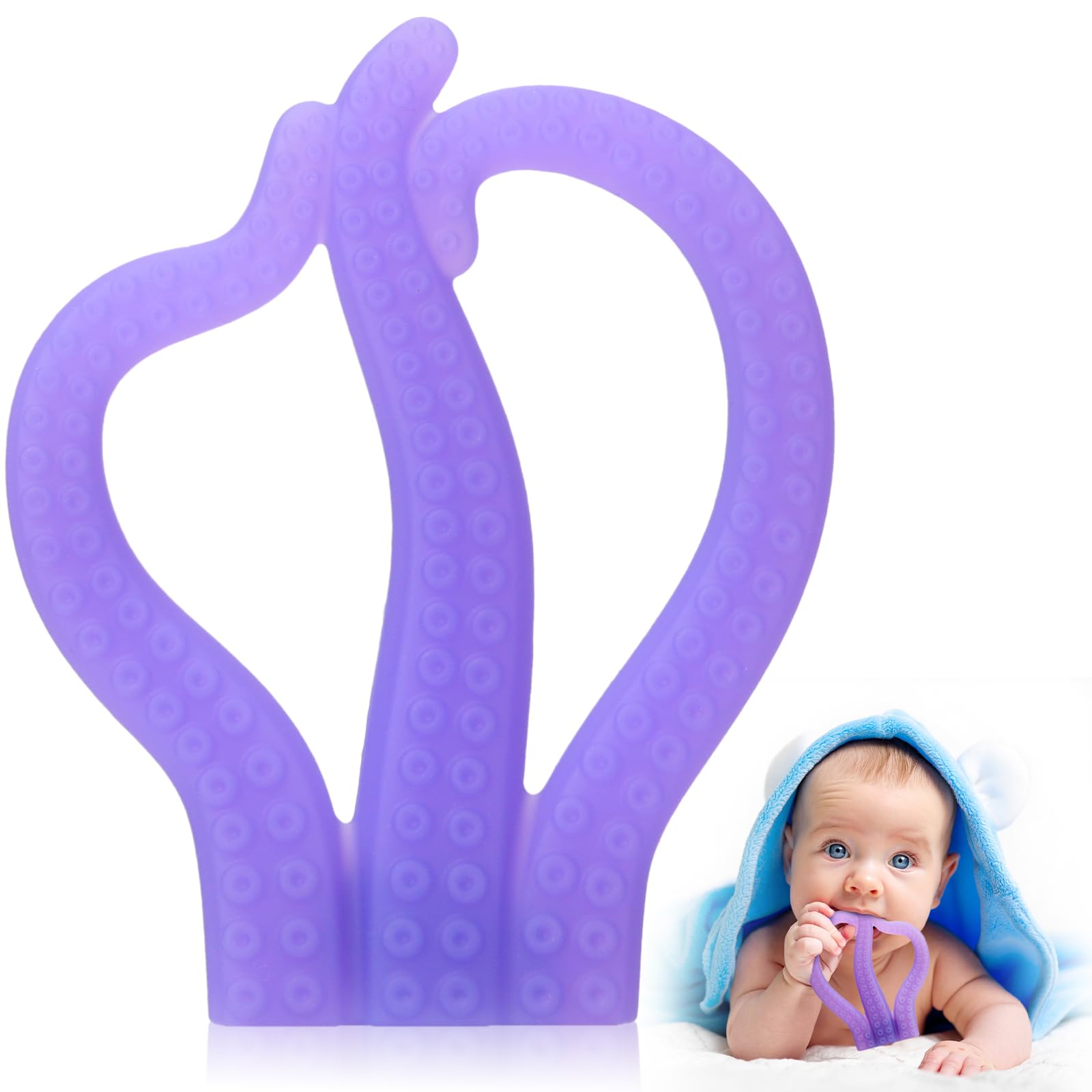 Teething Toys 3-6 Months, Baby Teethers 6-12 Months, Silicone Teething Toys for Baby Relief 0-12 Months, Octopus BPA-Free ...