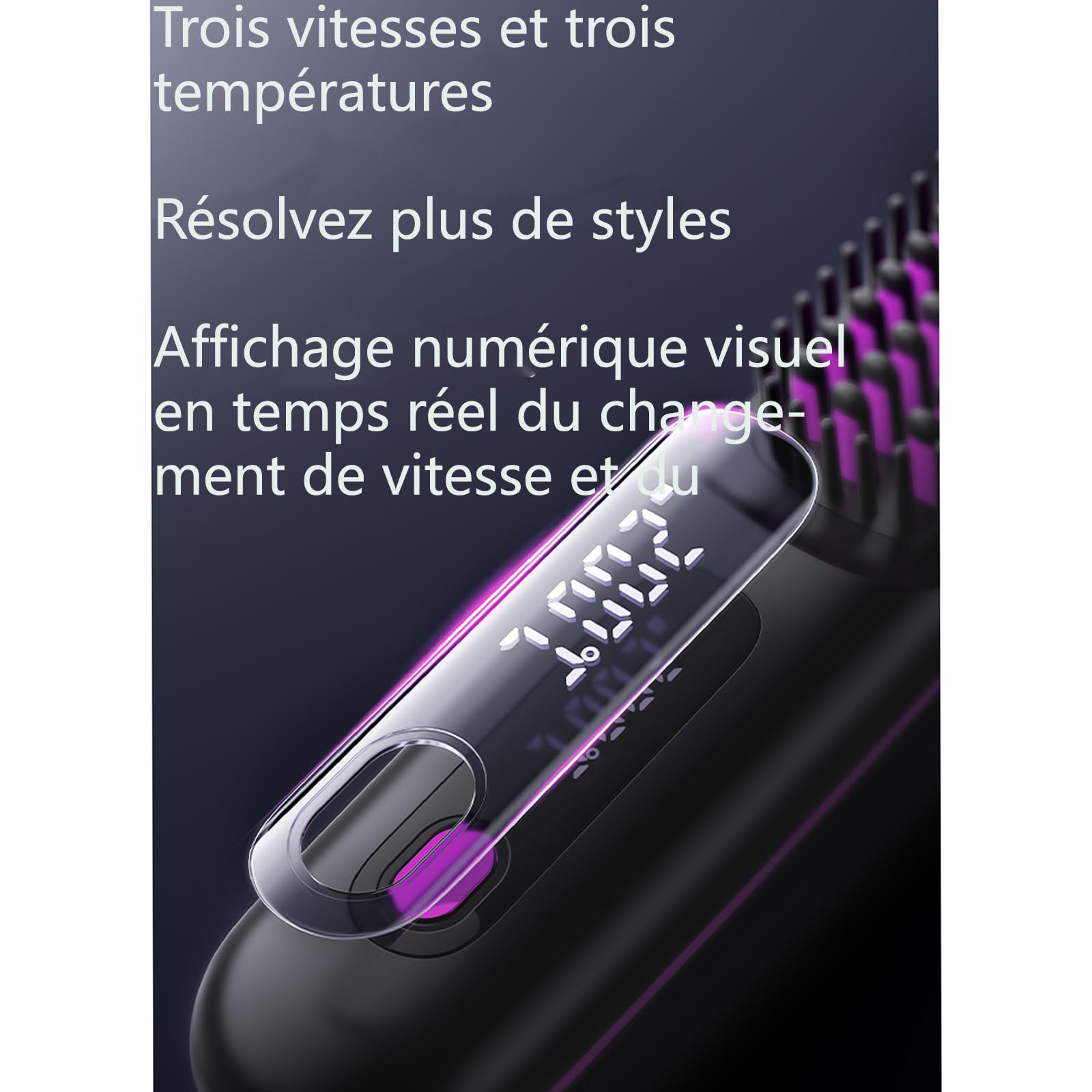 Brosse Chauffante Cheveux Court | Brosse Lissante Rechargeable 2026, 3 Températures, Écran LED – Compacte pour Voyages et Usage Quotidien (1,noir)
