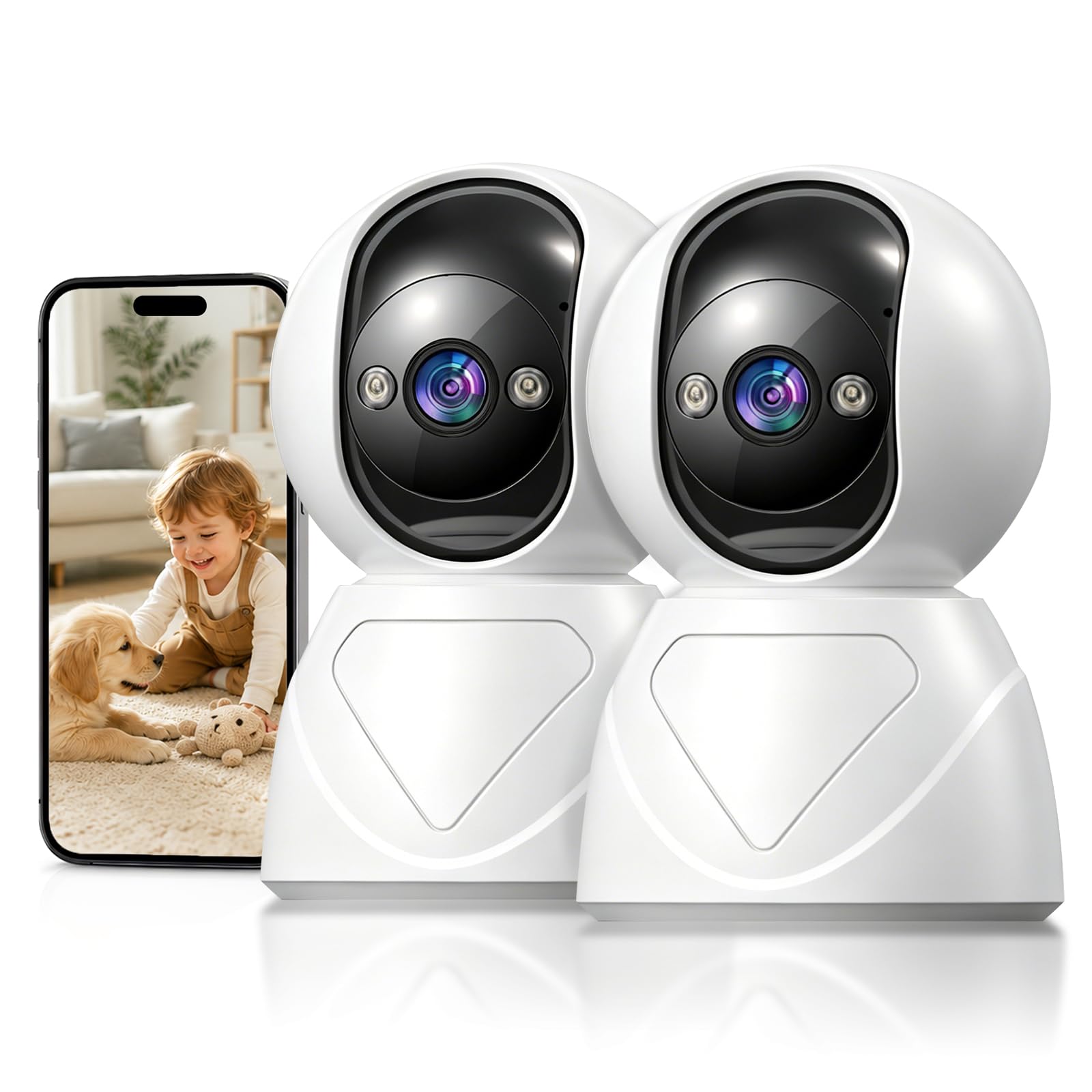 Telecamera di sorveglianza WiFi 5G per interni, FHD 1080P, per interni e interni, con persone/neonati/animali domestici, tracking automatico, 3 visioni notturne, audio bidirezionale