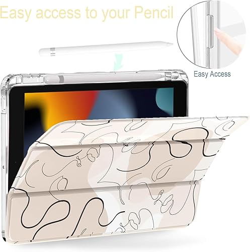 Miniatura 5 de Feams Funda para iPad de 9 generación de 10.2 pulgadas, funda triple para iPad 10.2, cubierta trasera transparente transparente con soporte para
