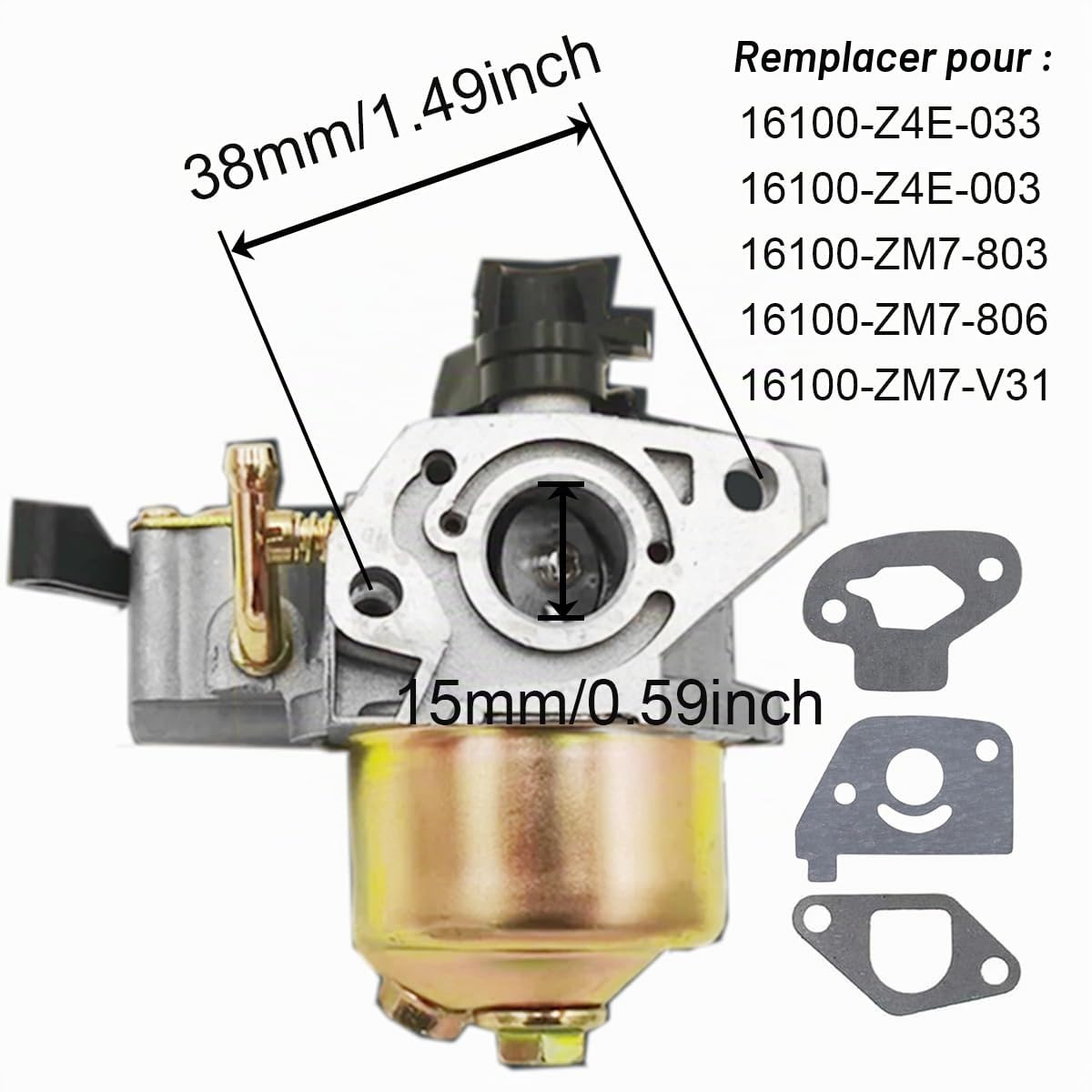 ZAMDOE Carburateur pour Honda 152F GXH50 GX100 G100U MBX10 G100 G150 154F 156F 2.2HP-3hp Mélangeur Belle Loncin Carb Moteur 16100-Z0D-003 16100 Z0D 013 16100-ZM7-803 1 6100-ZM7-V31 16100-Z4E-003