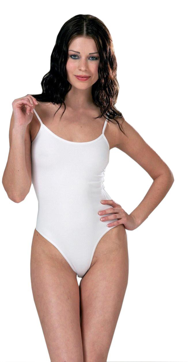 elegance1234 Ladies Quality Thin Strap Cotton Leotard/Bodysuits **Same Day Posting** (Medium UK 12 (40), White)
