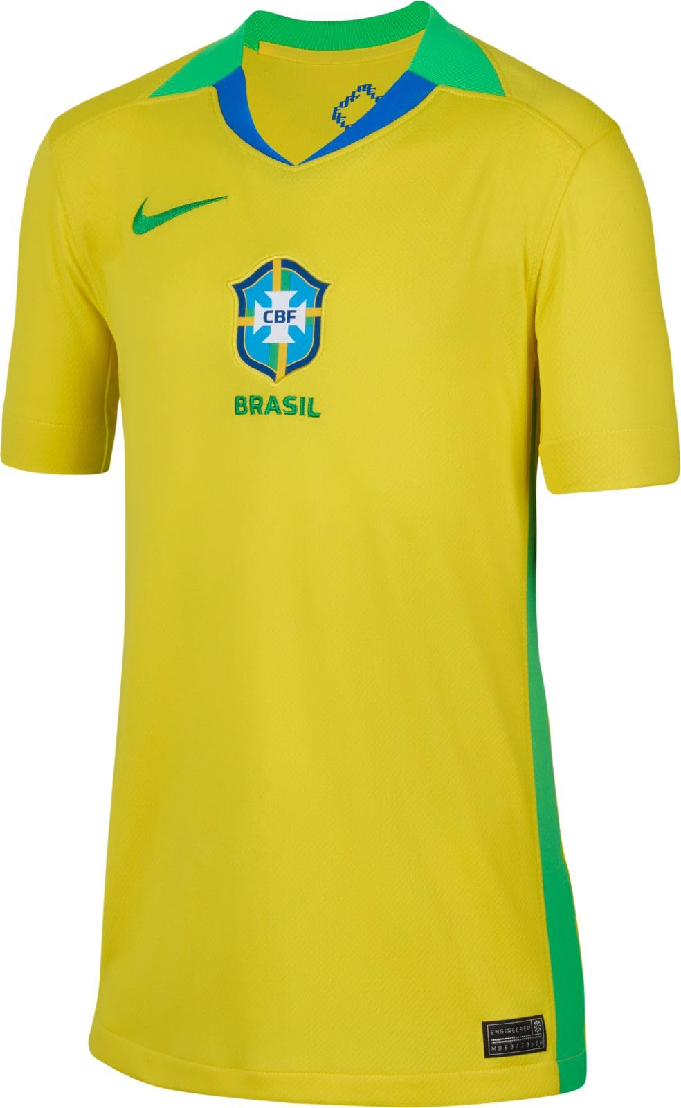 Nike Réplique du Maillot de Football Brésil 2025 Stadium Home (équipe féminine) Dri-​Fit pour Enfants Plus âgés, Éclaircissant/​Vert Scintillant/​Vert Scintillant, FZ9194-​718, Taille L