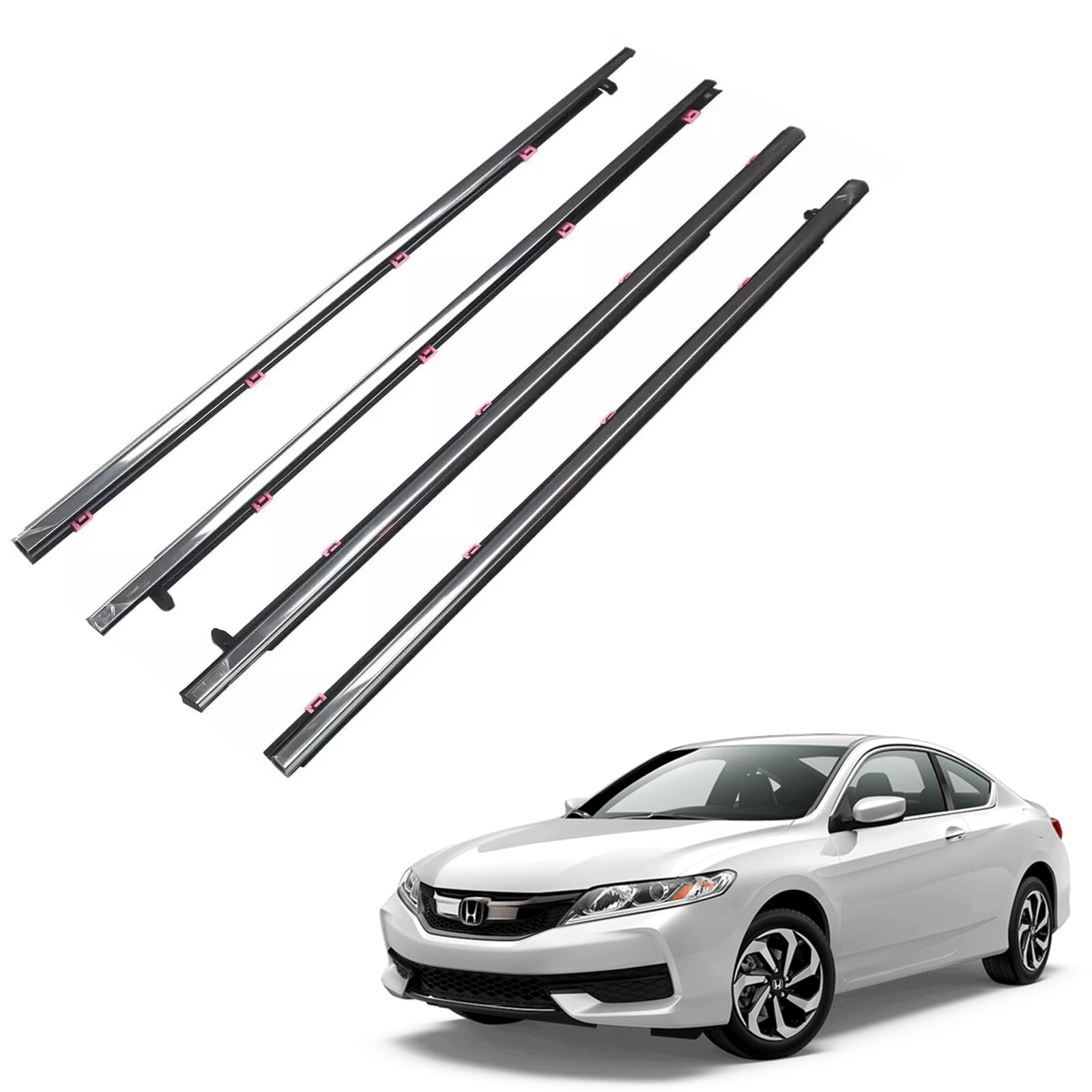 4 PCS Weather Stripping Car Window Trim Moulding Seal for 2013-2018 Honda Accord Replace 72410-T2A-A01 72450-T2A-A01 72910-T2A-A01 72950-T2A-A01