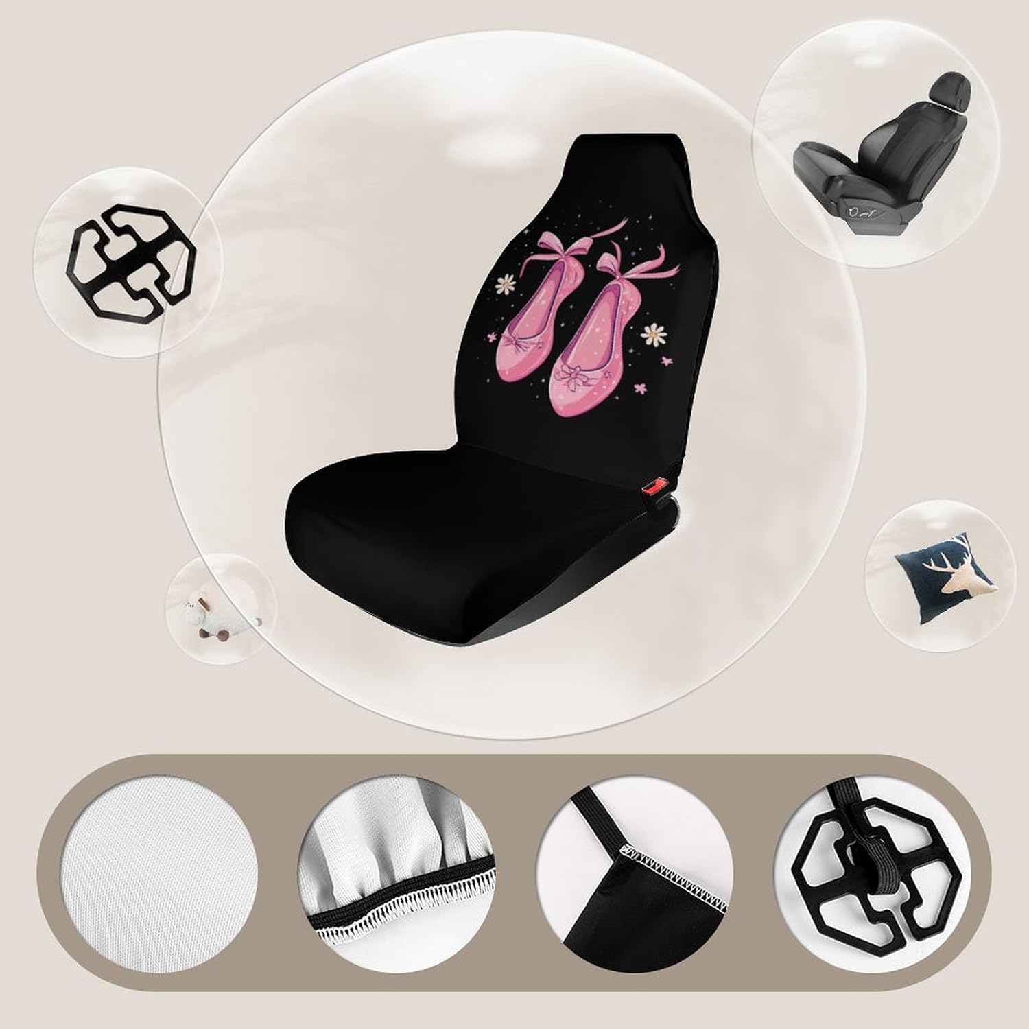 Ballerina Ballet Dancing Car Seat Covers Universal Car Front Seats Protector Auto Interior Accessories 1PCS