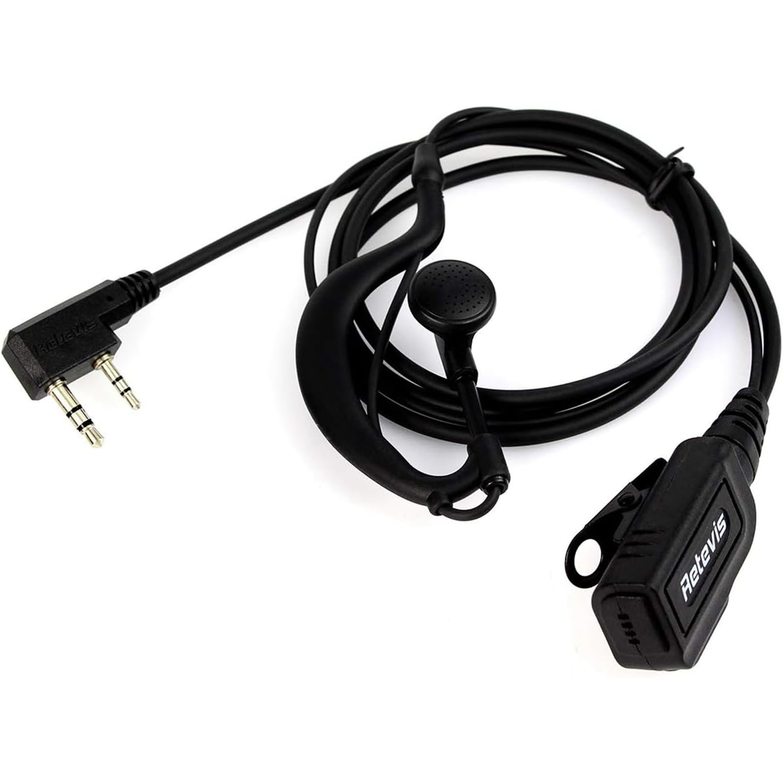 Retevis Walkie Talkie Auriculari, 2 pin G-Tipo Curvetta Auricolare Compatibile RT619 RT24 RT27 Baofeng BF-888S UV-5RV Kenwood Walkie Talkie (2 Pezzi)