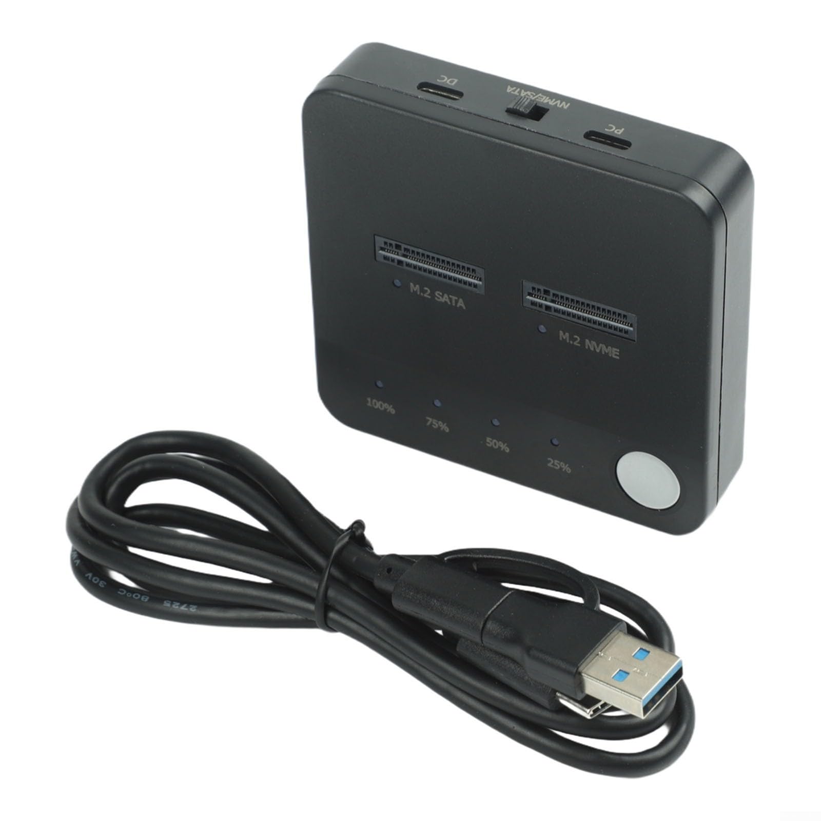 Alloggiamento per disco rigido M.2 in alluminio a 2 bay, USB 3.2 Gen 2 x 2 20 Gbps, clonazione one-touch, raffreddamento a ventola, compatibile con SSD SATA/NVMe