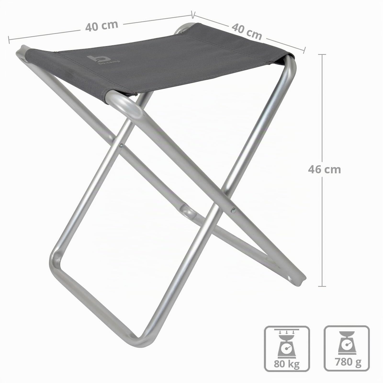 Bo-Camp - Tabouret + Tablette/Plateau - Gris