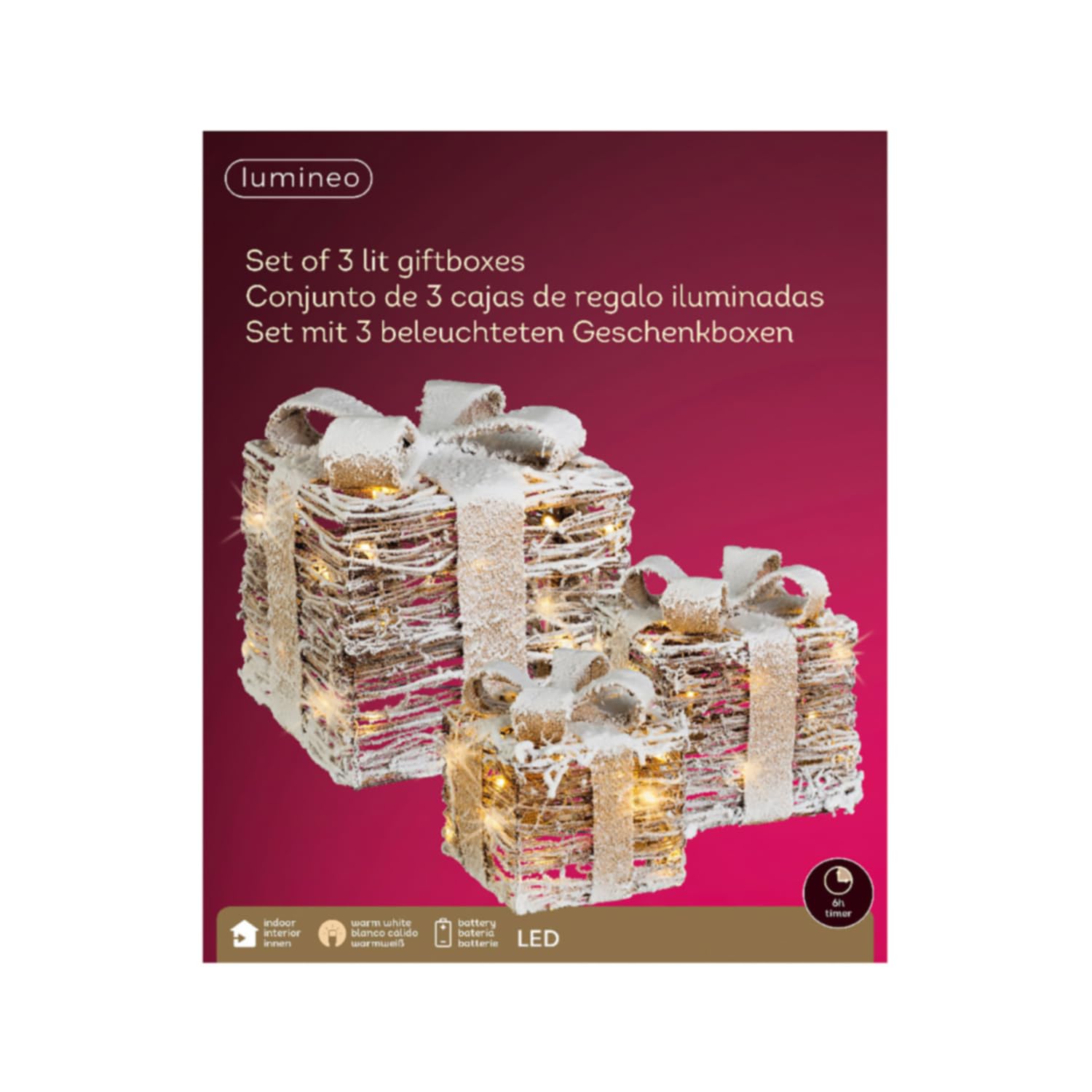 SET 3 PACCHI REGALO LED WARM WHITE