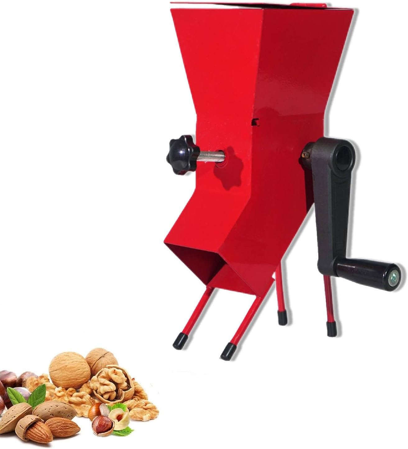 Nut Sheller Pecan Walnut Plier Multifunctional Nut Cracker Sheller Walnut Pliers Walnut Nut Cracker Crushing Machine Nuts Durable Hand Crank Nutcracker Tool, All Metal, Wine Red Nut Cracker Sheller