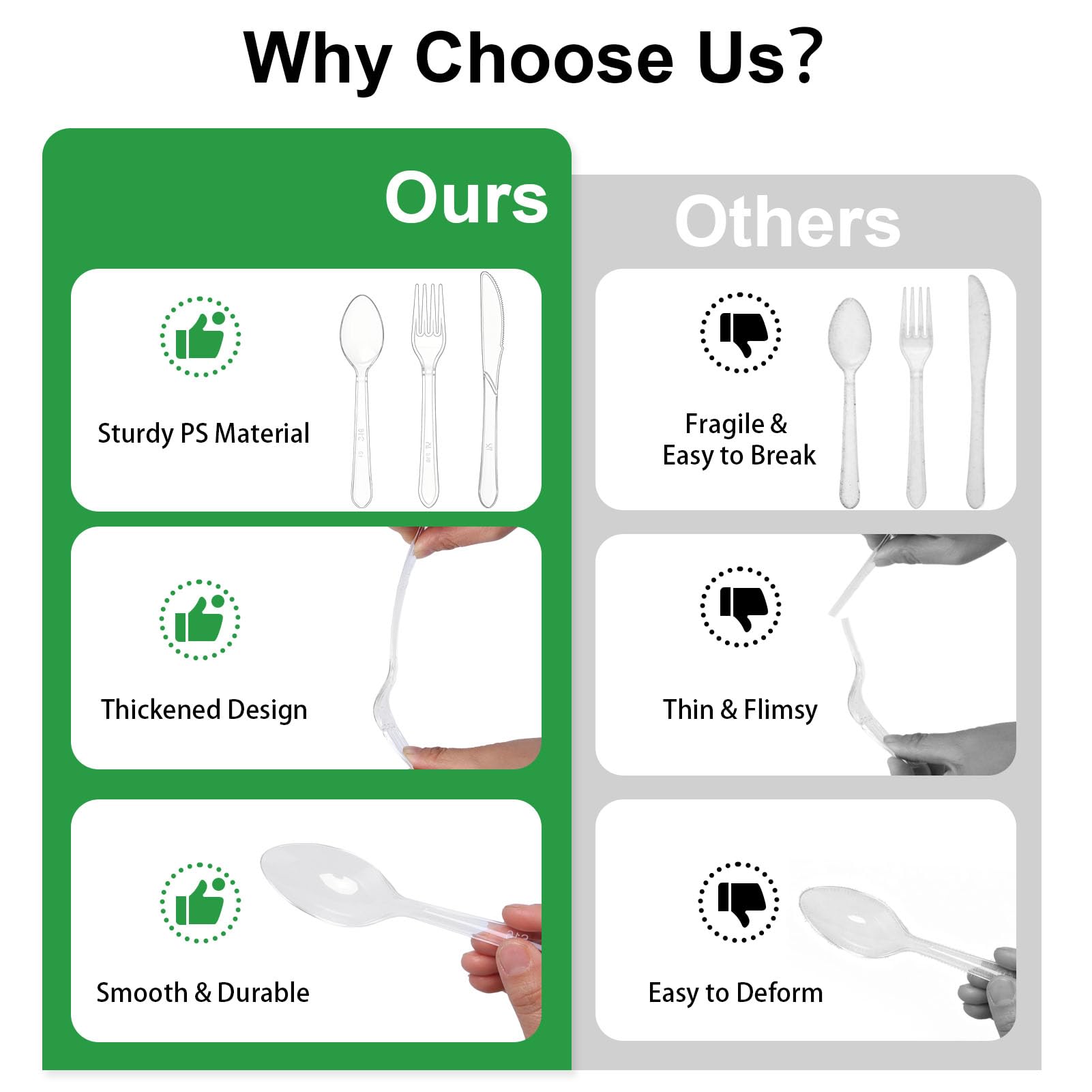 Clawsoff 360 Clear Plastic Silverware Set -3
