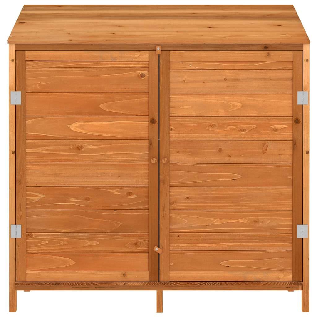 Szopa ogrodowa, brązowa, 102 x 52 x 112 cm, z litego drewna, odporna na warunki atmosferyczne, schowek, zamykana, domek na narzędzia ogrodowe, kosiarki, rowery, kosz na śmieci, przechowywanie