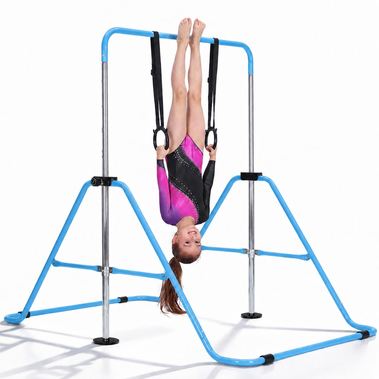 BLOMZA Gymnastics Bars Training Kip Bar Gymnastics Equipment Adjustable Height Horizontal Bar (Blue)