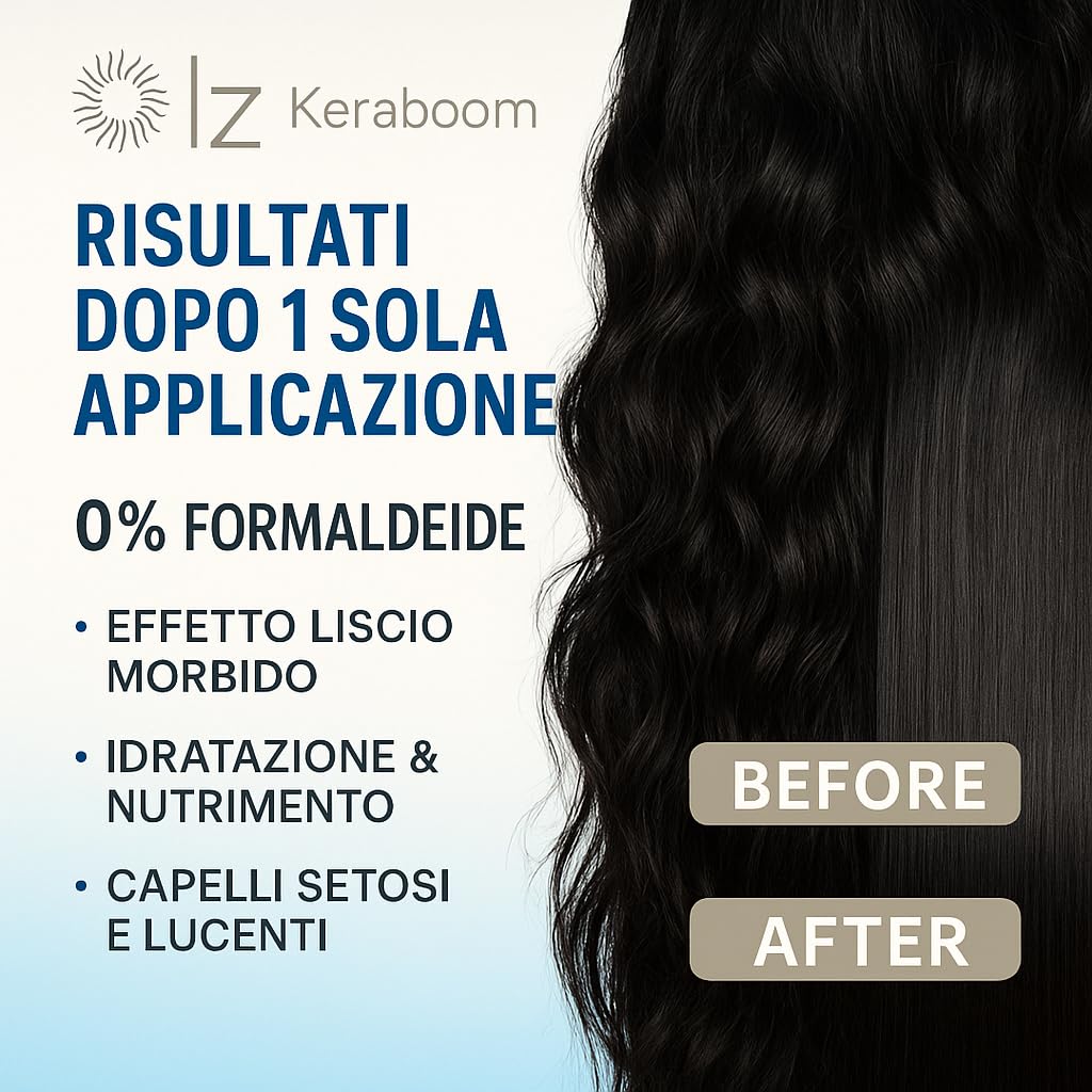 Keraboom LZ Products – Trattamento Stirante Capillare Senza Formaldeide – Idratazione, Nutrimento e Lucentezza per Capelli Setosi (500ml)