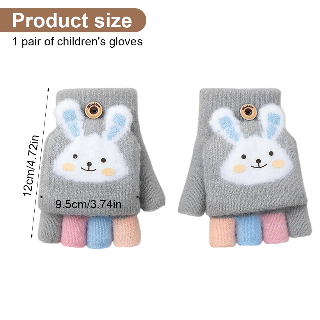 EBHO 1 Par Guantes sin Dedos, Guantes para niños, Guantes de Medio Dedo, Guantes para bebés, Guantes de Abrigo para niños pequeños