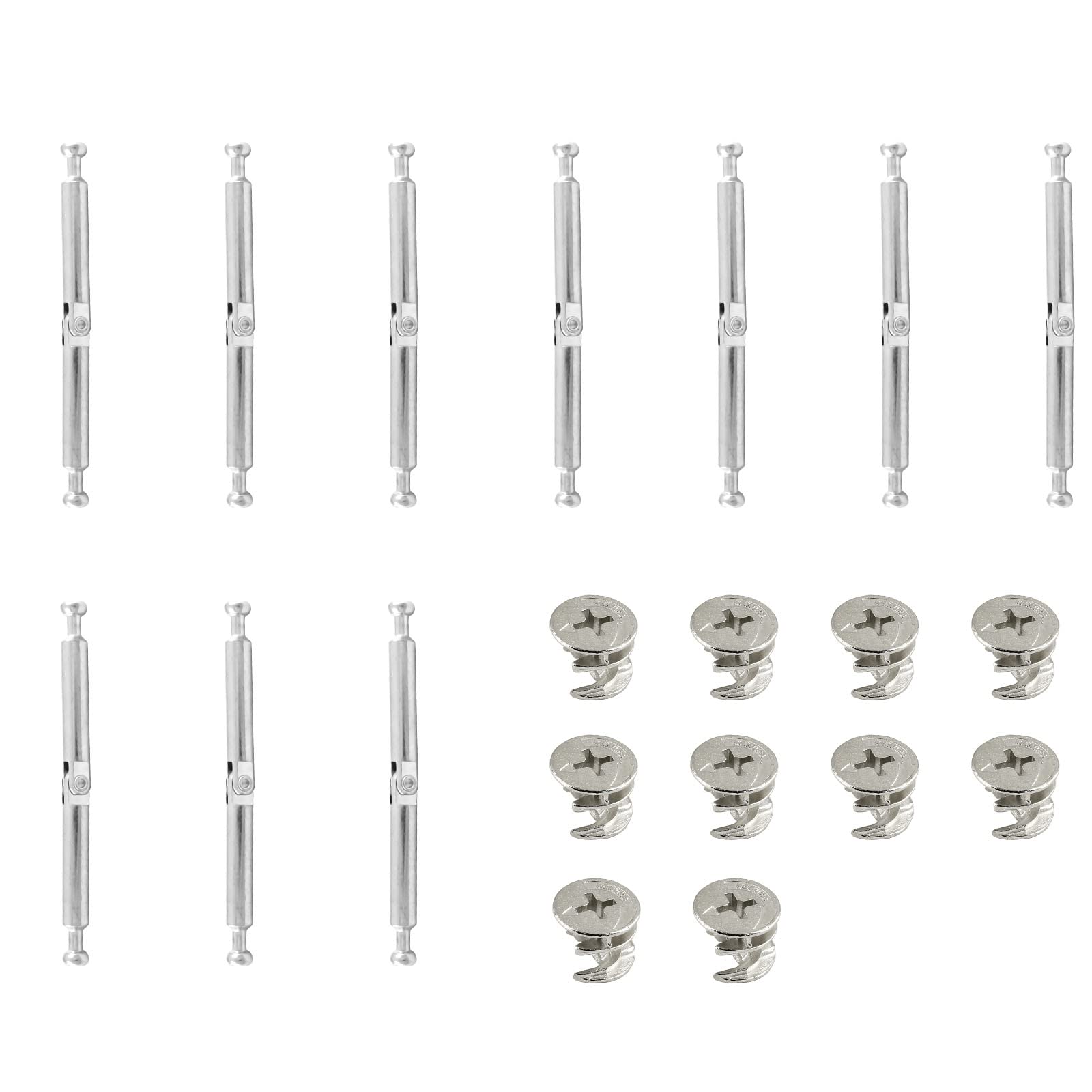 Biaungdo 10 Sets Double End Head Rod Connection Cam Fittings Furniture Hardware Connecting Accessories, 84mm/3.3" Connecting Rod