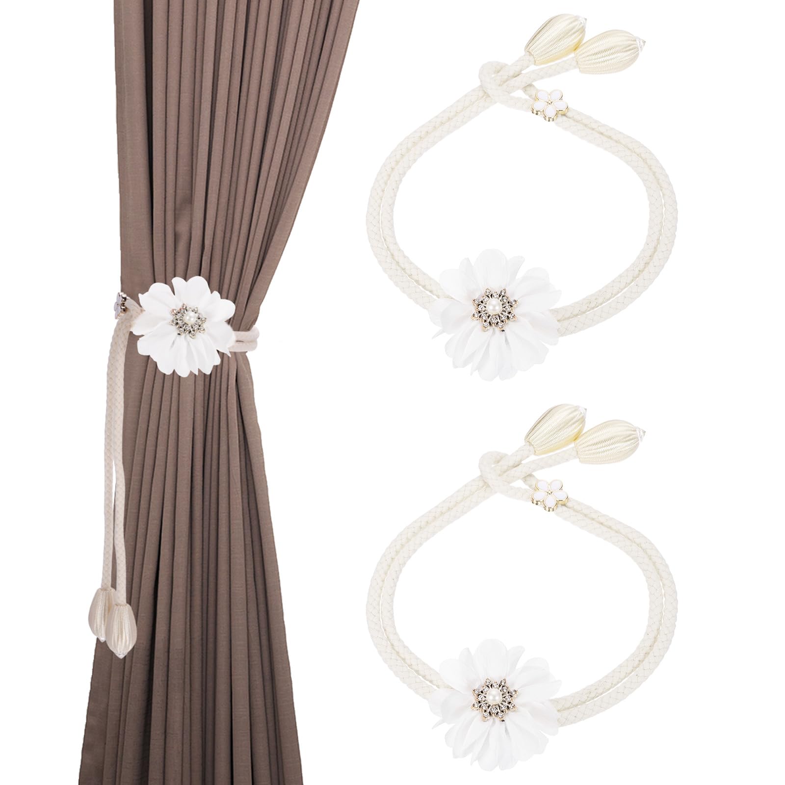 Sujetadores de cortinas para sala y dormitorio | Alzapaños de flores decorativos modernos PATIKIL