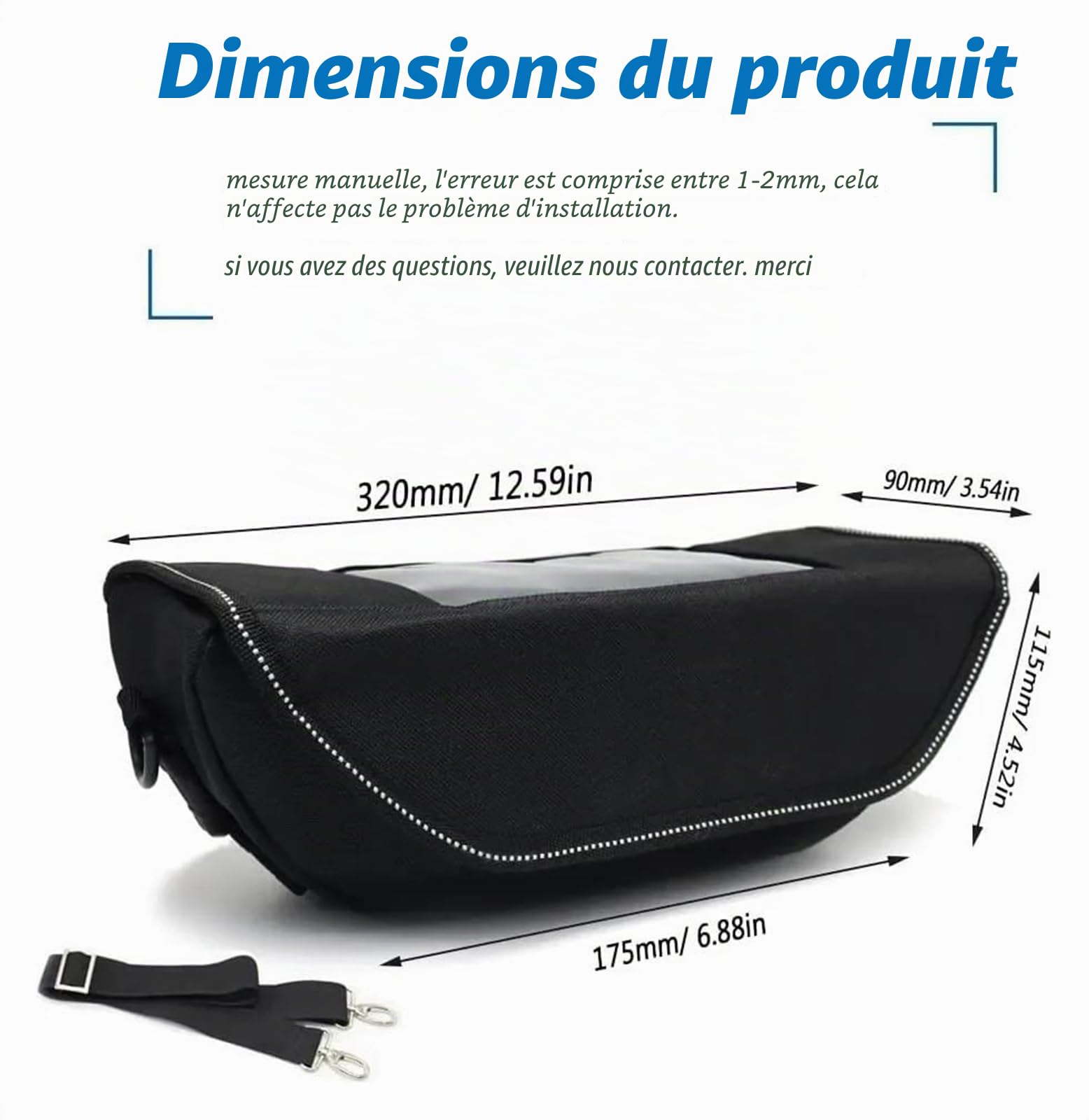 Sac Guidon Moto Sac De Rangement pour Guidon, Accessoire De Moto pour CFMOTO 800MT 800 MT, Sac De Rangement Étanche Et Anti-poussière, Sac De Navigation(Black NO Logo)