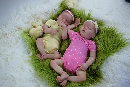 Miniatura 2 de Pinky Reborn Muñecas gemelas de 18 pulgadas realistas muñecas de bebé, cuerpo de tela, ojos cerrados, durmiendo, recién nacido, aspecto realista,