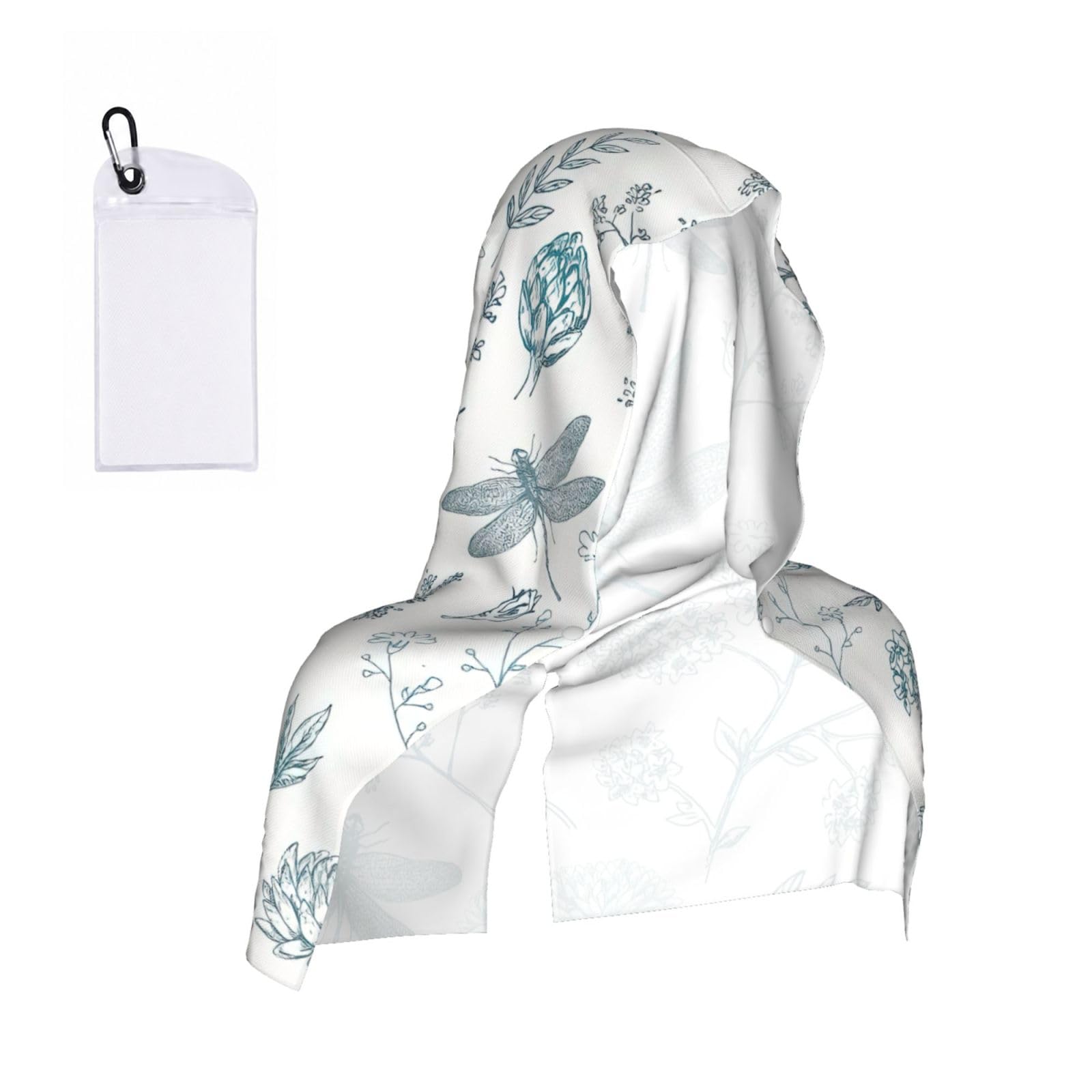 YQxwJL Dragonfly Print Unsex Cooling Hoodie Towel, Cools Instantly When Wet Sun Protection For Sports Fitness Gym