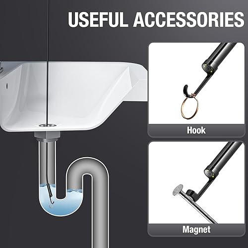 Miniatura 7 de Teslong Cámara de Alcantarillado de 50 Pies, Boroscopio de Lente Dual con Luz, Cámara de Inspección Endoscópica de Fontanería de Drenaje HD de 4.3",
