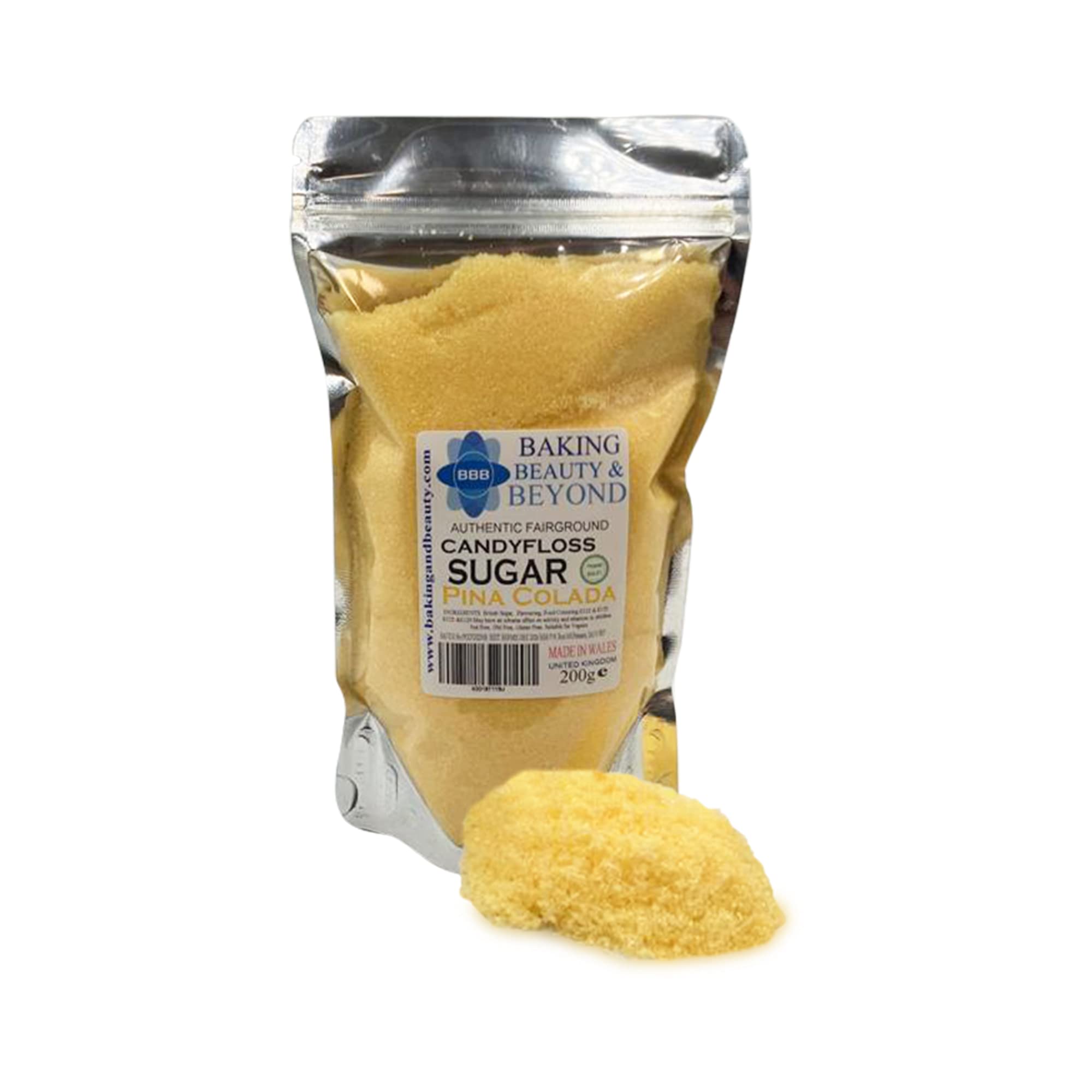 Baking Beauty and Beyond Premium Candy Floss Sugar 200g - Pina-Colada Flavour