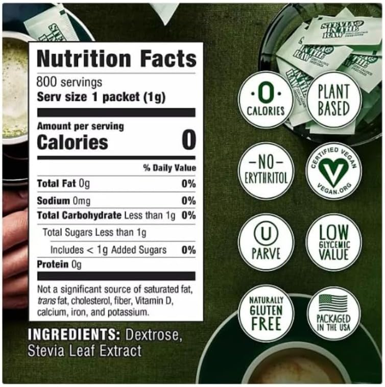 Stevia Zero Calorie Sweetener Portion, Sugar Substitute Packets, 800 ct image 2