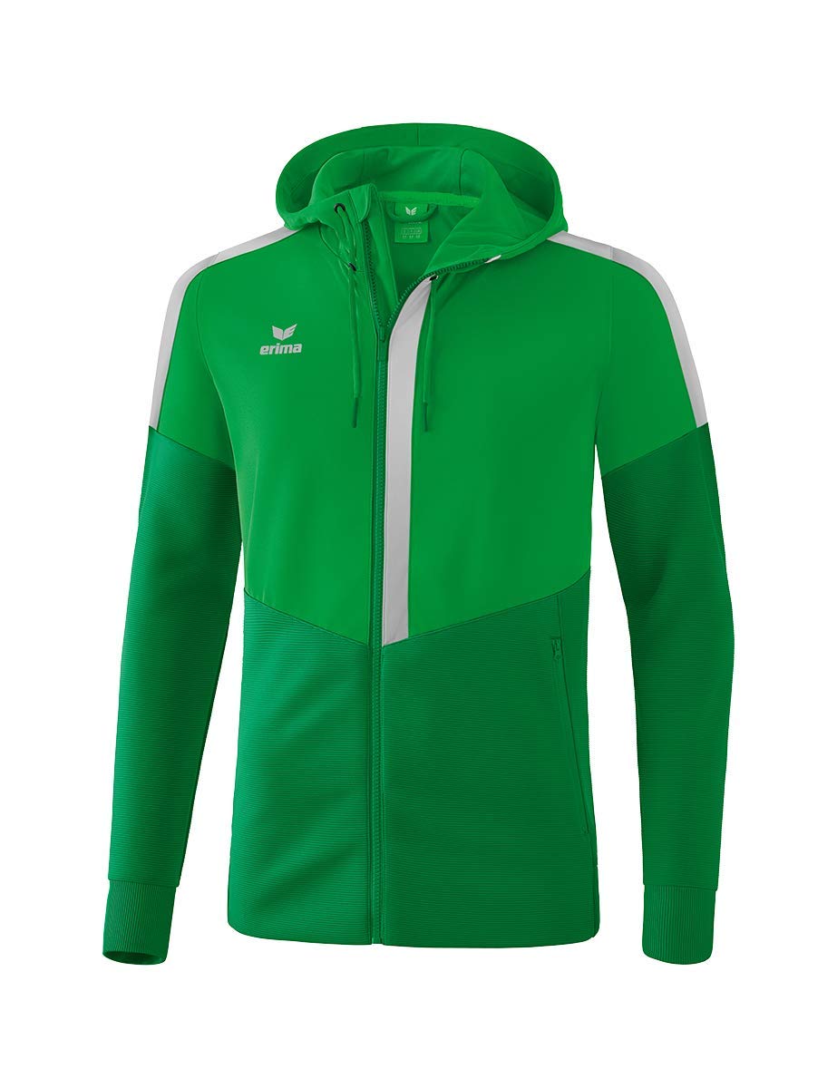 Erima Squad Training Jacket with Hood - Fern Green/Emerald/Silver Grey, Large