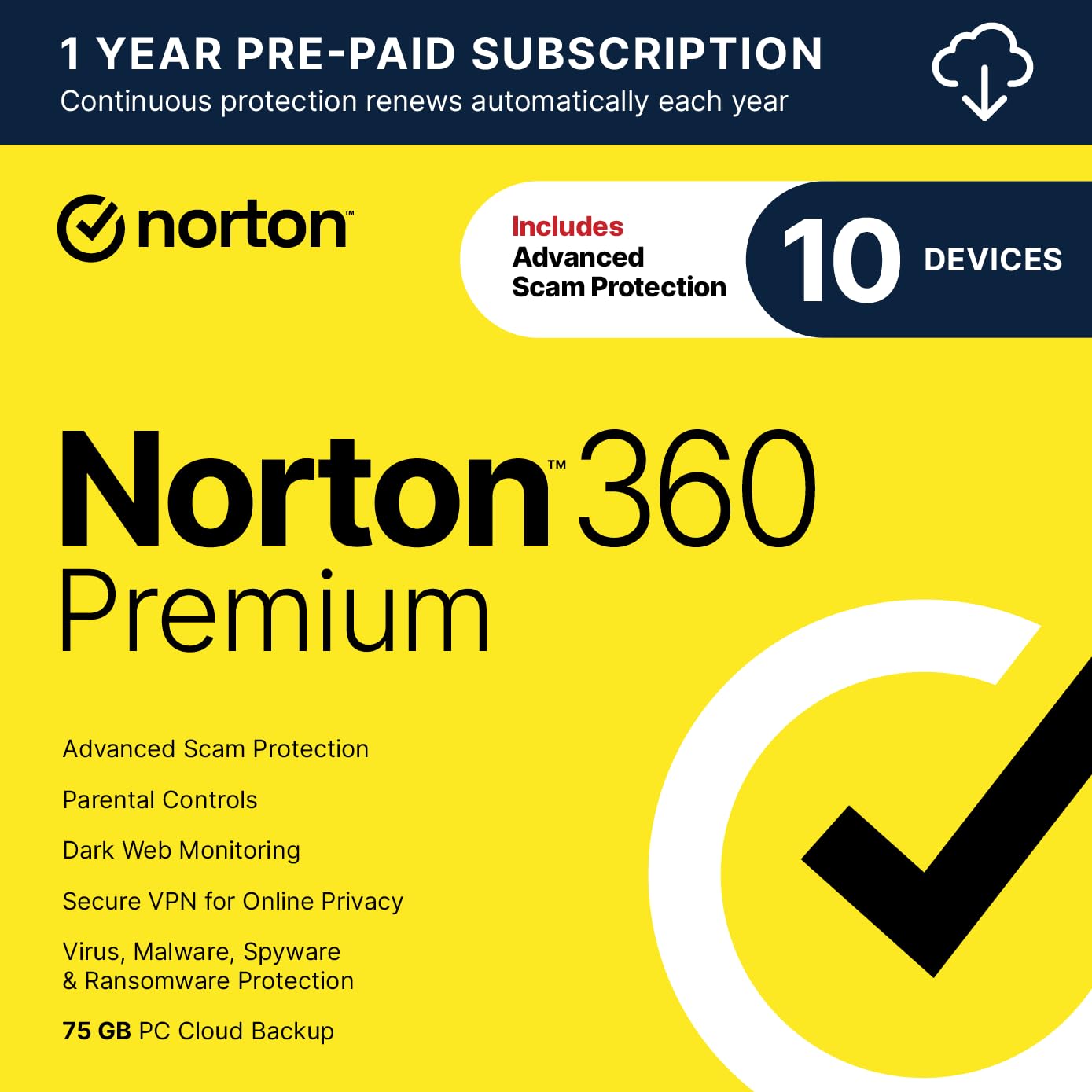 Norton 360 Premium Antivirus, 10 Devices, Auto-Renews [Download]