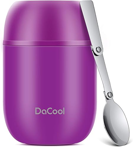 DaCool - Recipiente de acero inoxidable con aislamiento al vacío para alimentos fríos y calientes, lonchera tipo bento, de 16 y 24onzas, con