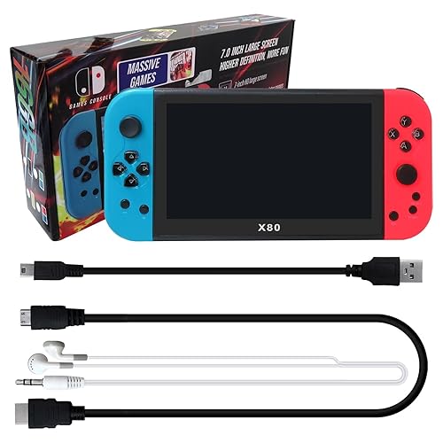 USonline911 X12 Plus 7-inch HD Screen Handheld Portable MP5, 10000+ Free GamesDual Joystick Nostalgic Arcade Video Game Machine 16GB ROM, Support