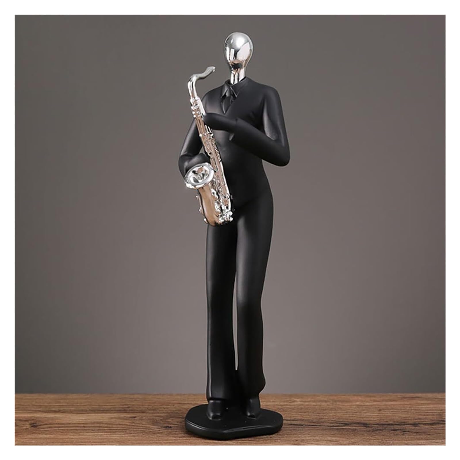 FriendshipHome Home Decor Music Figurine Decoration Guitarist Singer Statue Sculpture Home Decor Table Center Piece(Silver,Saxophone player)