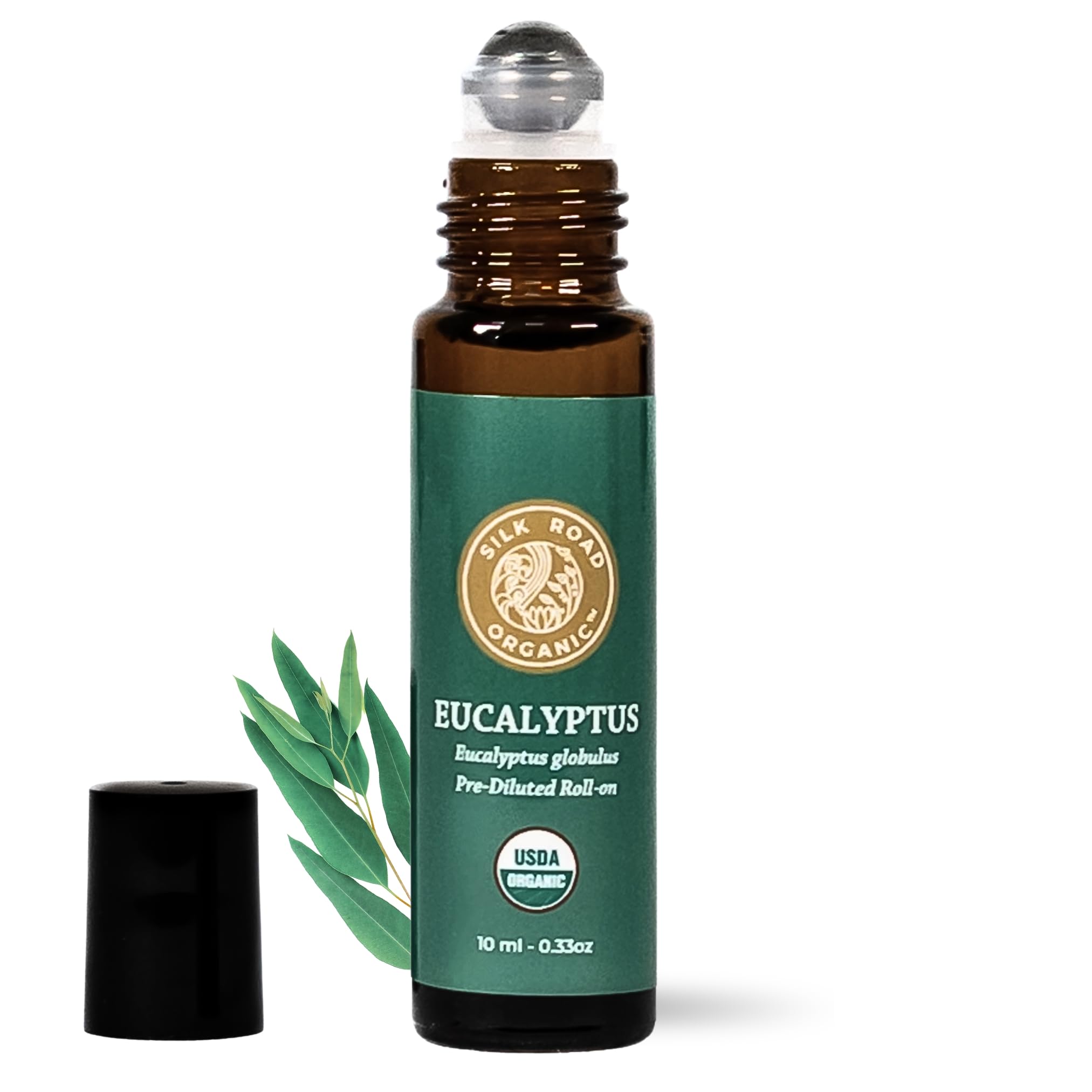 Silk Road Organic Eucalyptus Essential Oil Roll On, USDA Certified - Respiratory Health, Colds, Cough, Sinus & Allergy Congestion - 10 ml Aromatherapy Roller - Always Pure, Always OrganicUSDA Organic