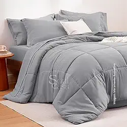 Edredom KING Cinza - Casal/Queen/King Size Premium com Toque de Plumas - Cinza, Reversível, Macio e Aconchegante, 100% Microfibra, Hipoalergênico e Fácil Manutenção
