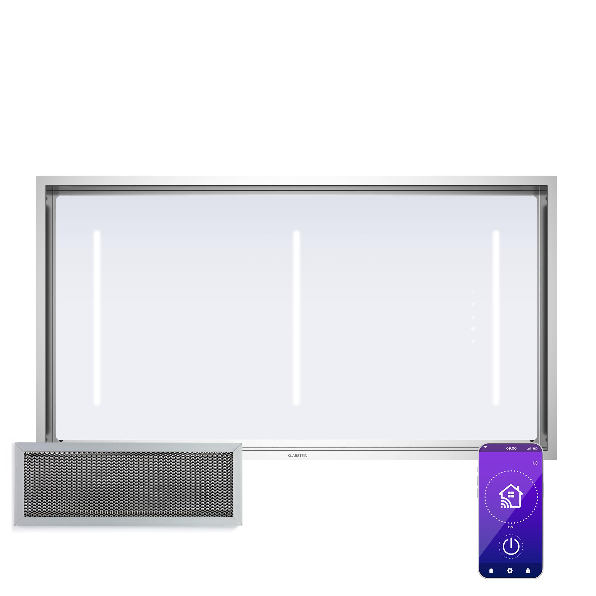 KLARSTEIN LuxeAir Cooker Hood - 750 m³/h Air Flow, A Energy Efficiency, WiFi Smart Control, Touch Panel, Dual Ventilation, LED Lighting, 110W Motor, Black