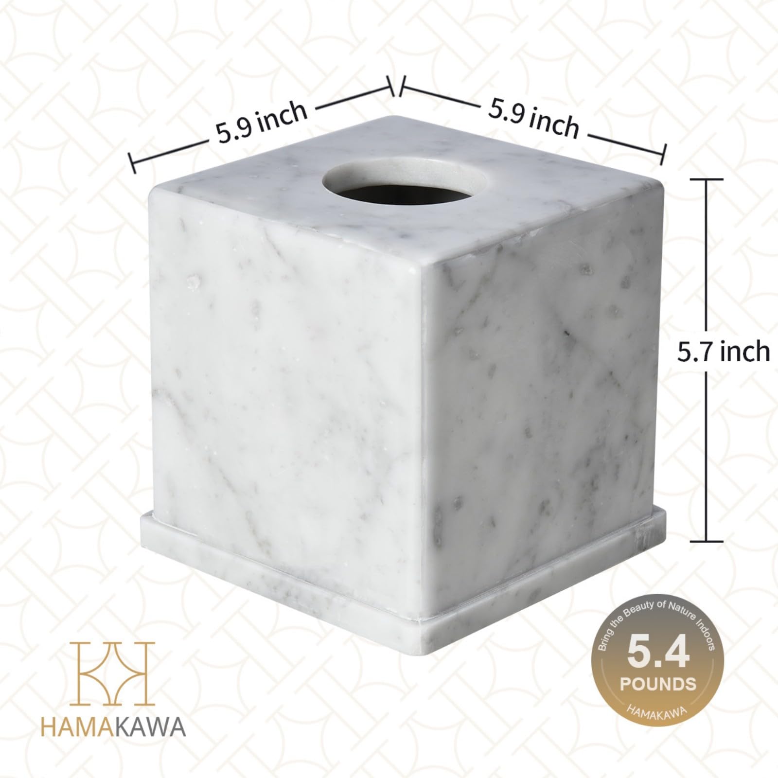 Boite a Mouchoir Marbre Naturel, Blanc Carrara Boite Mouchoirs Design 15x15x14,5 cm, Rangement Decoratif Pierre Lourde, Rangement Carré pour Cuisine, Salle de Bains, Chambre