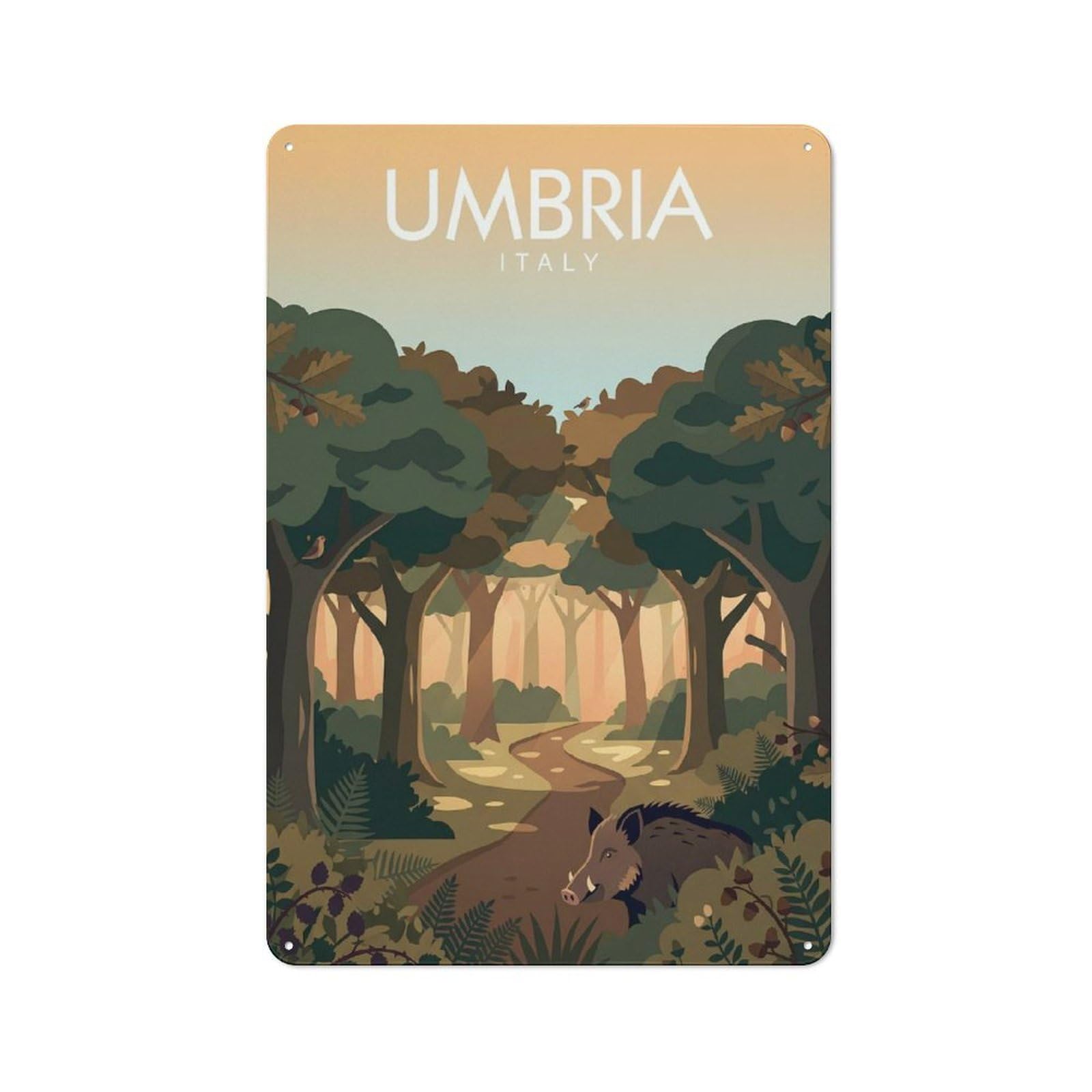 Junmoney Style-21 Umbria Italy Forest Printed Metal Sign 30X20cm For Dining Room Or Kitchen, A Decorative Christmas Gift For Kitchen Wall Decor Lovers