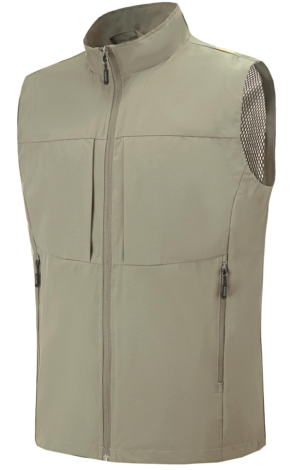 EIGIOO Men's Lightweight Outerwear Vest Softshell Sleeveless Jacket | Windproof, Water Resistant, with Multi Pockets, for Travel, Golf, Fishing, Casual wear, Outdoor Work