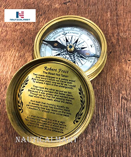 Brújula de Latón Grabada con Poema Robert Frost miniatura 5