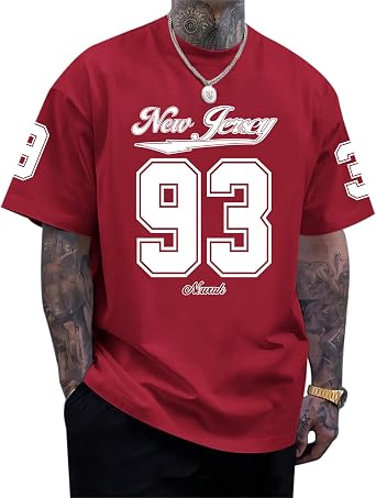 Mens Jersey Shirt Number Graphic Tee Oversized Y2k Streetwear New Jersey T Shirts Summer Short Sleeve Tops
