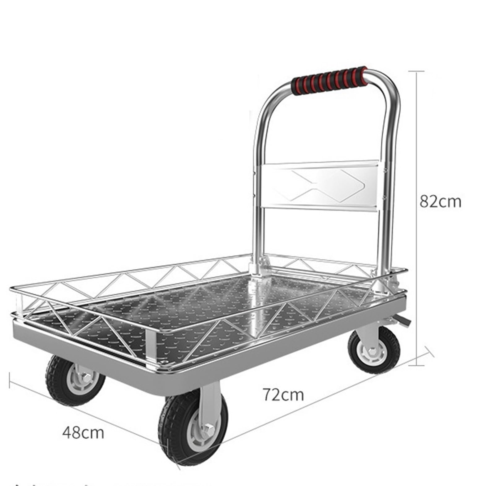 Transportwagen Handgriffen Flachbett-Handwagen, Push-Cart, Trolley, Faltbarer Griff for Einfache Lagerung, Transport, Strapazierfähig Plattformwagen Klappbar