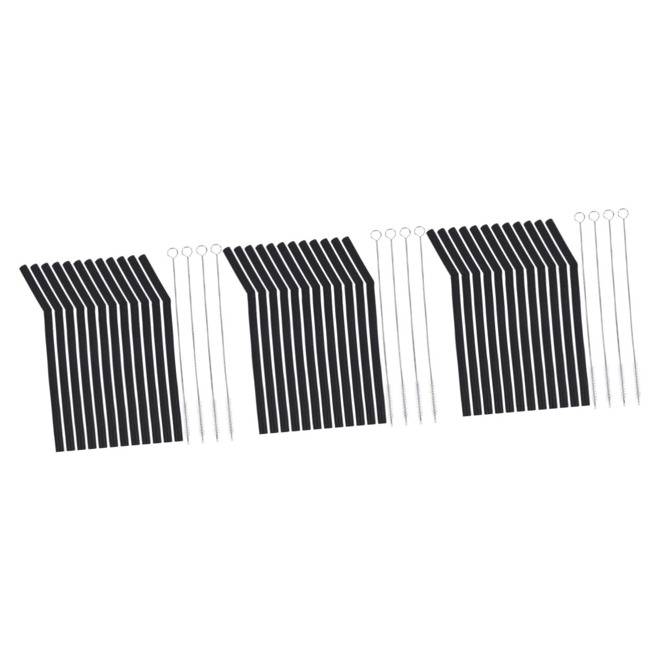 Paille en silicone noir lavable avec brosse pour éliminer le jetable