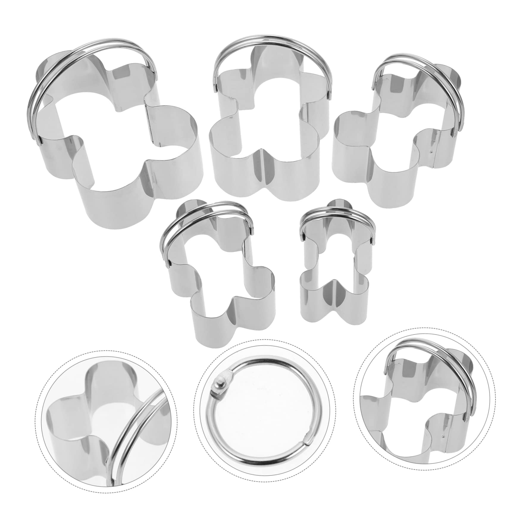 Alipis 25 Stk 5-teiliges Set Mousse-ringe Muffinring Keksausstecher Keksstempel Ingwerkekse Ausstechformen Gebäckschneider Lebkuchenmann Ausstecher Mousse-formen Silver Rostfreier Stahl