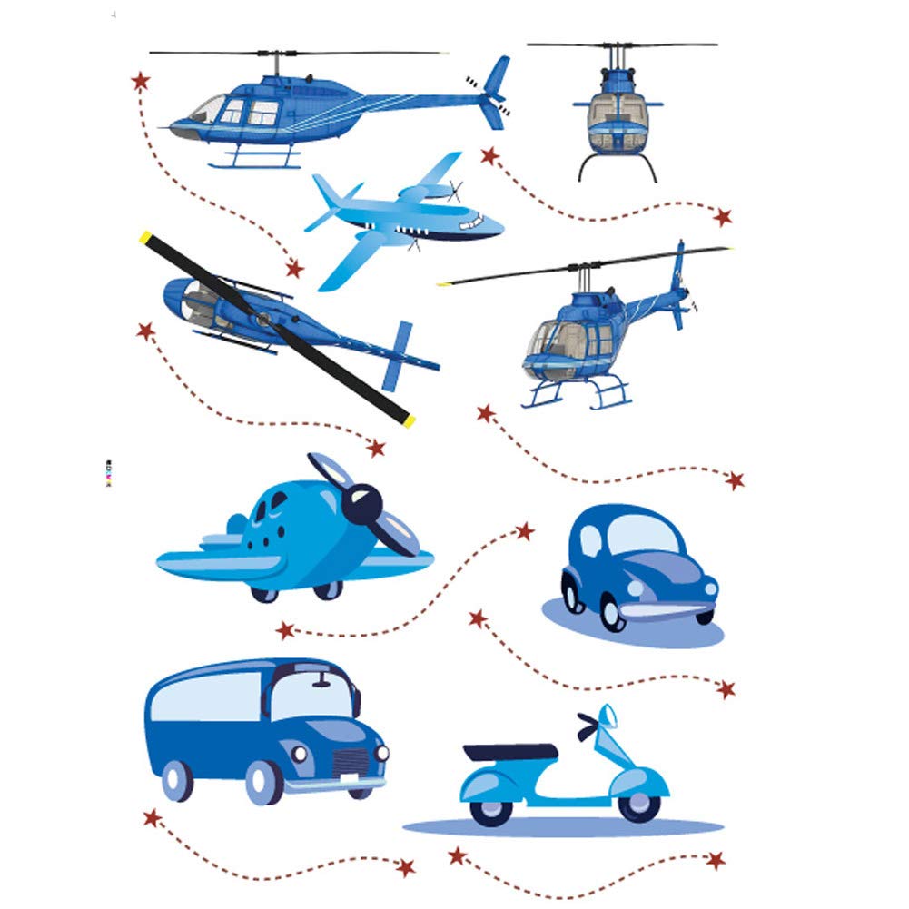 Lichi Boys Blue Cars Planes Wall Sticker For Room Decal