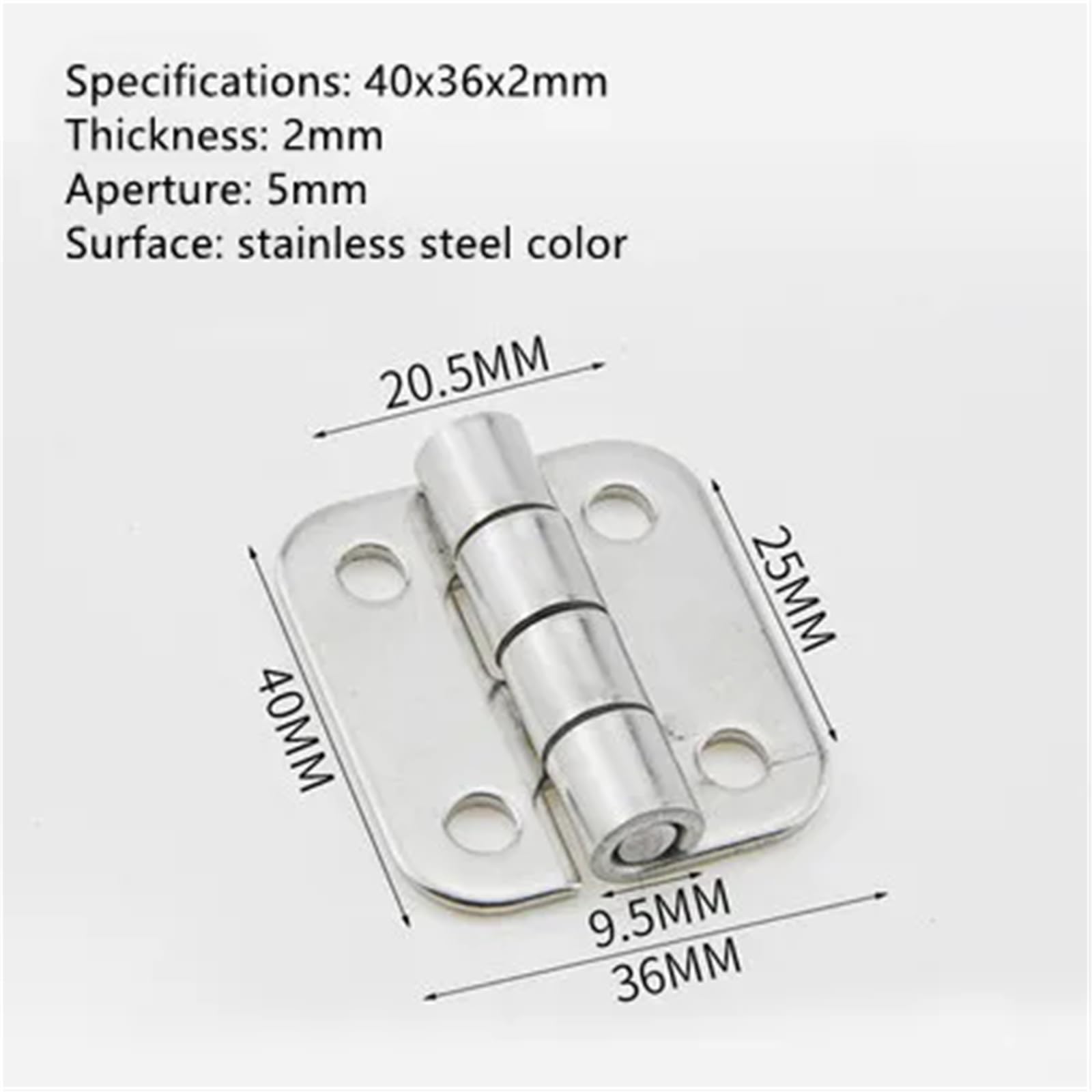 Zawias do sprzętu przemysłowego ze stali nierdzewnej 304 SHHPS6-2 5-2 1 szt. (40 x 36 x 2 mm)