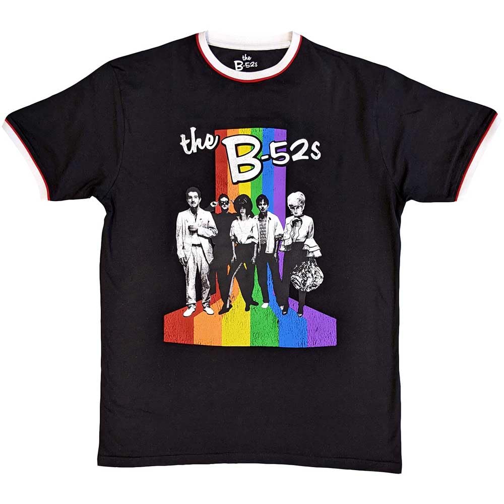 Rock Off officially licensed products The B52's Rainbow Stripes Ringer T Shirt L