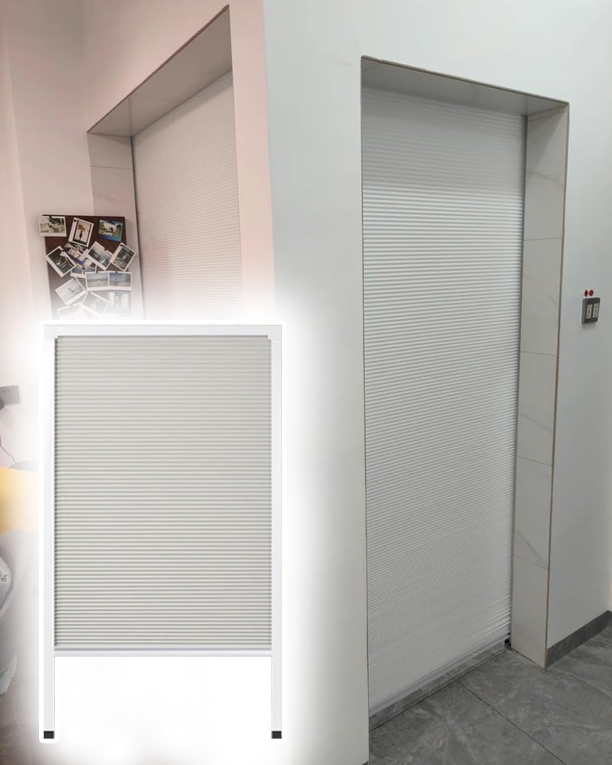 ZIMGOD Accordion Door Pull Down Door Screen 28x80 32x80 36x80 48x80 50x80 60x80 72x80 inch, Bedroom Accordion Folding Gate, Doorway Concertina Doors