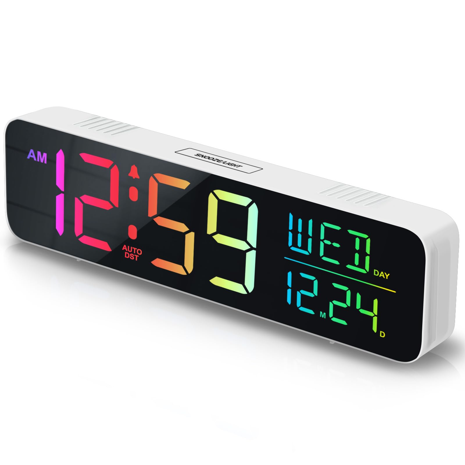Peakeep Large Display Digital Alarm Clock for Bedrooms Date Day of Week Desk Table Clocks for Living Room