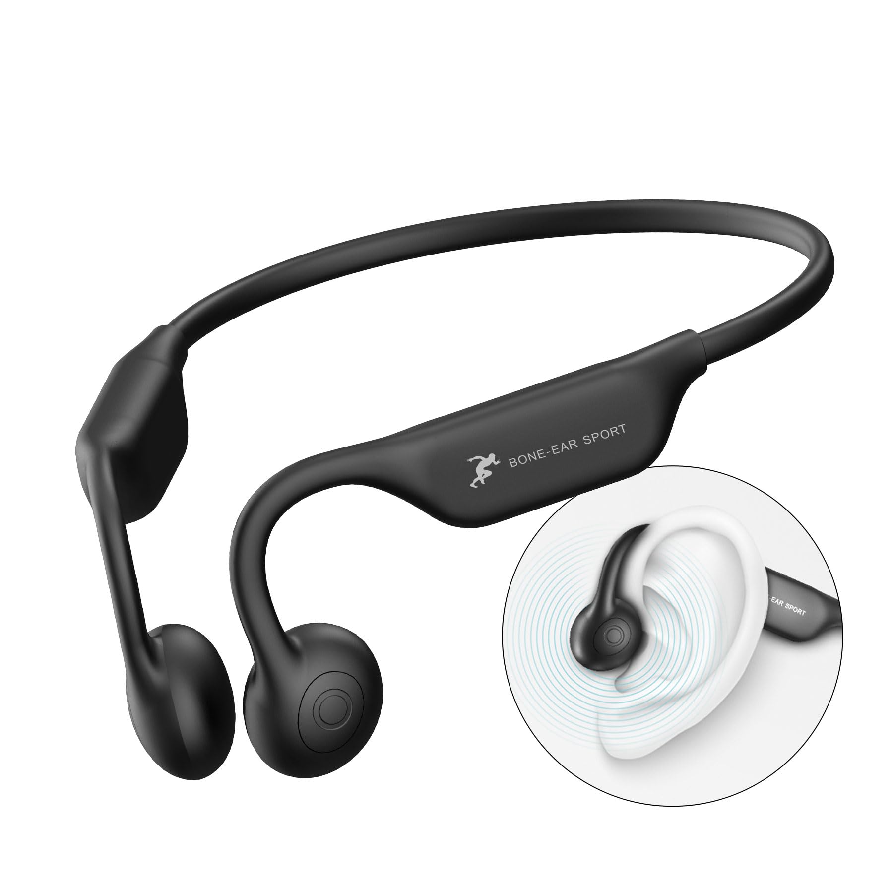 Słuchawki z przewodnictwem kostnym, Bluetooth 5.4, otwarte ucho, do biegania, z mikrofonem, czas odtwarzania, bezprzewodowe słuchawki do biegania, IPX5, wodoszczelne, sportowe, do treningu, jazdy na